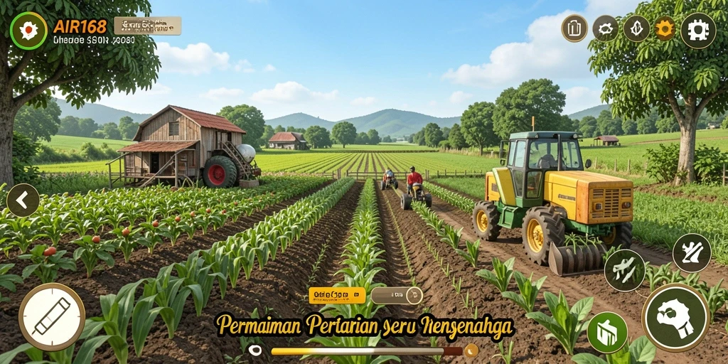 Tampilan gameplay AIR168 yang menarik dengan aktivitas bertani.