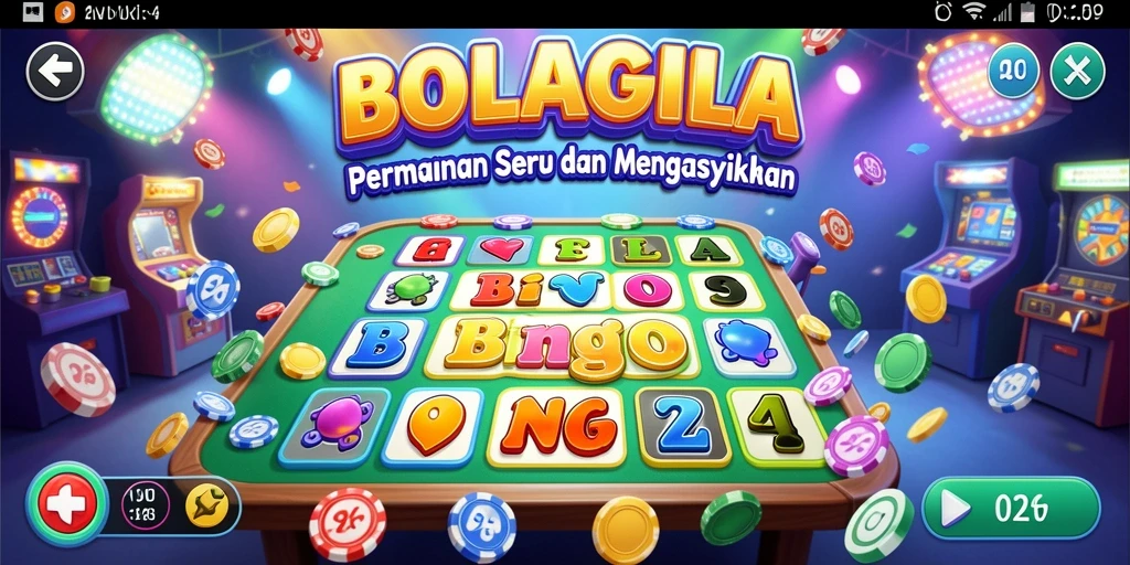 Screenshot BOLAGILA menampilkan gameplay Bingo yang penuh warna.