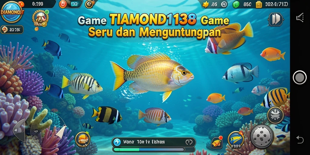 Tampilan gameplay seru di DIAMOND138 dengan aksi menangkap ikan.