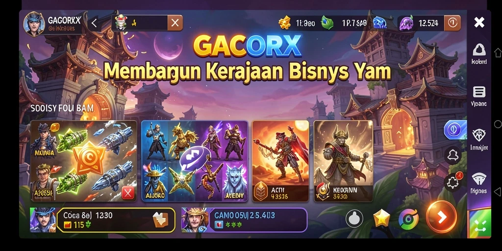 Skrinsot gameplay GACORX yang menunjukkan keseruan membangun kerajaan bisnis.