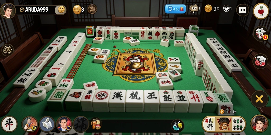 Tampilan gameplay seru dari GARUDA999 saat memecahkan ubin Mahjong.