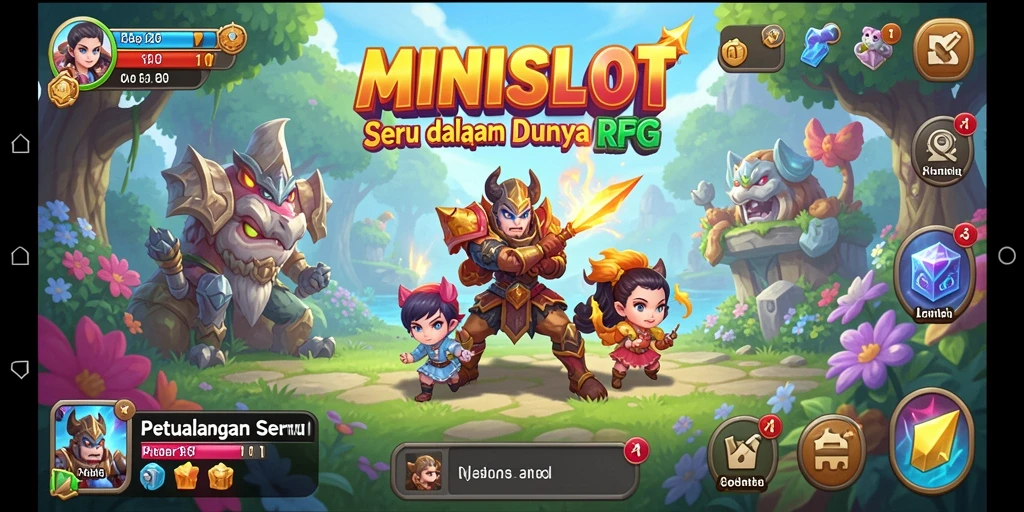 Screenshot gameplay MINISLOT yang menunjukkan aksi pertarungan RPG.