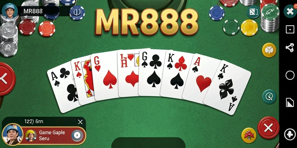 Tampilan gameplay seru Gaple di MR888 dengan pemain aktif.