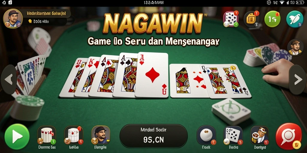 Tampilan screenshot NAGAWIN yang menampilkan gameplay seru Domino.