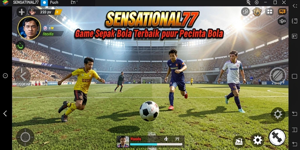 Tampilan gameplay SENSATIONAL77 yang penuh aksi sepak bola.