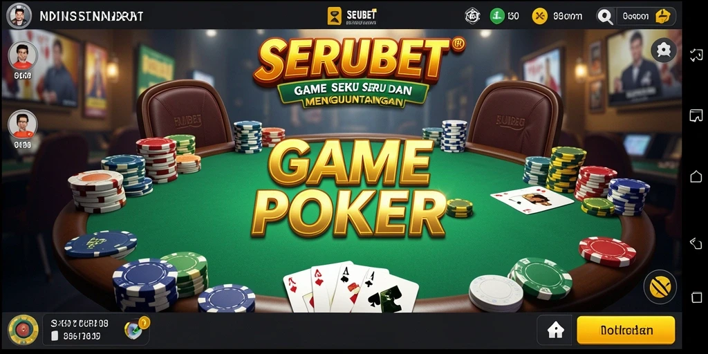 Screenshot SERUBET menampilkan pengalaman bermain poker yang mendebarkan.